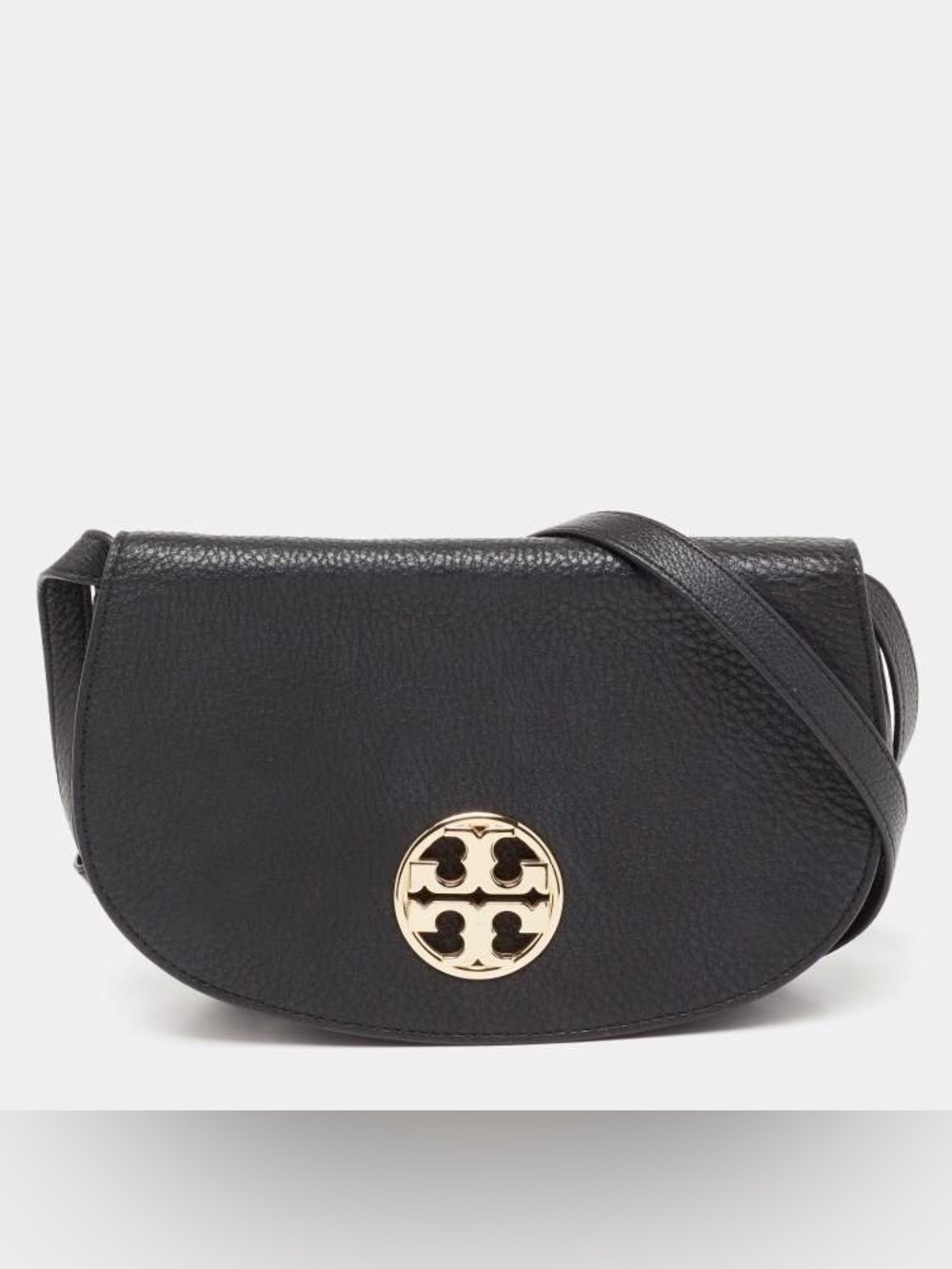 Tory Burch Black Leather Jamie Crossbody Bag Purse Logo Hardware